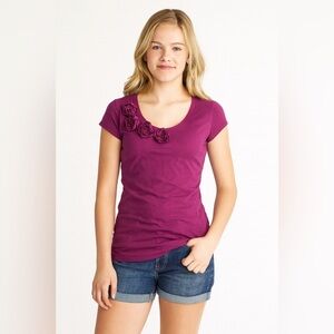 Susie Rose Purple Short Sleeve Blouse Women's Size Small